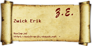 Zwick Erik névjegykártya